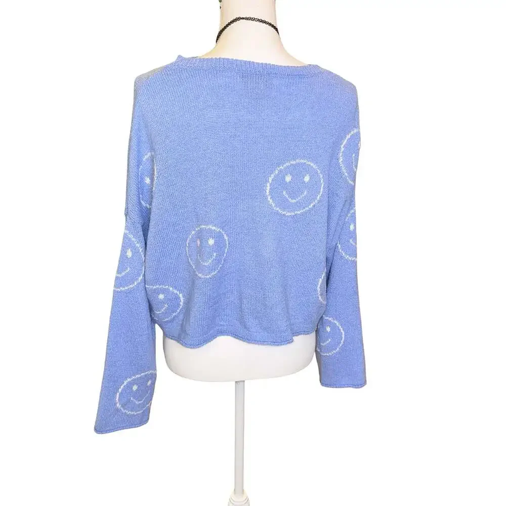 Sincerely Jules Blue Smiley Face Knit Loungewear Set size Small